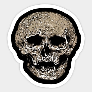 Vile Grungy Cranium Art Illustration In Black and Greige Sticker